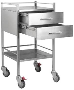 Medical Stainless Steel Trolley - 2 Drawer
